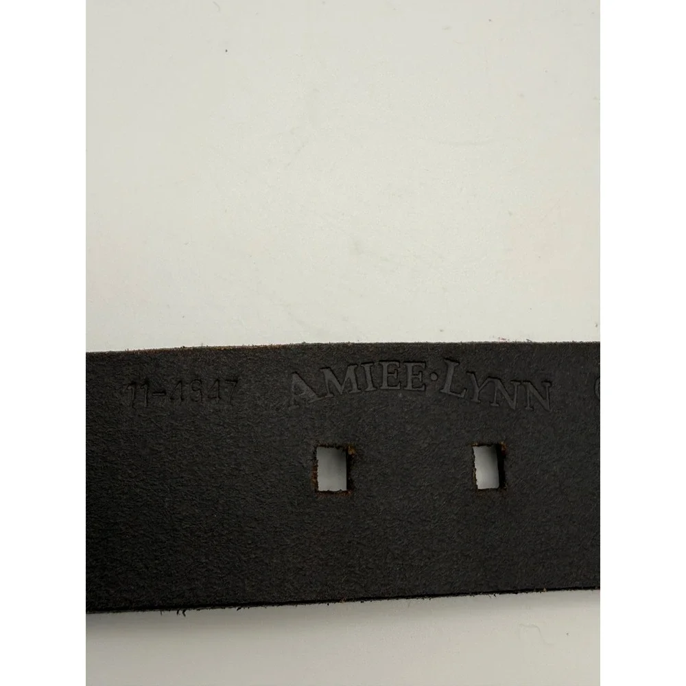 Amiee Lynn Black Genuine Leather Double Row Studded Belt Punk Rock Medium 114947